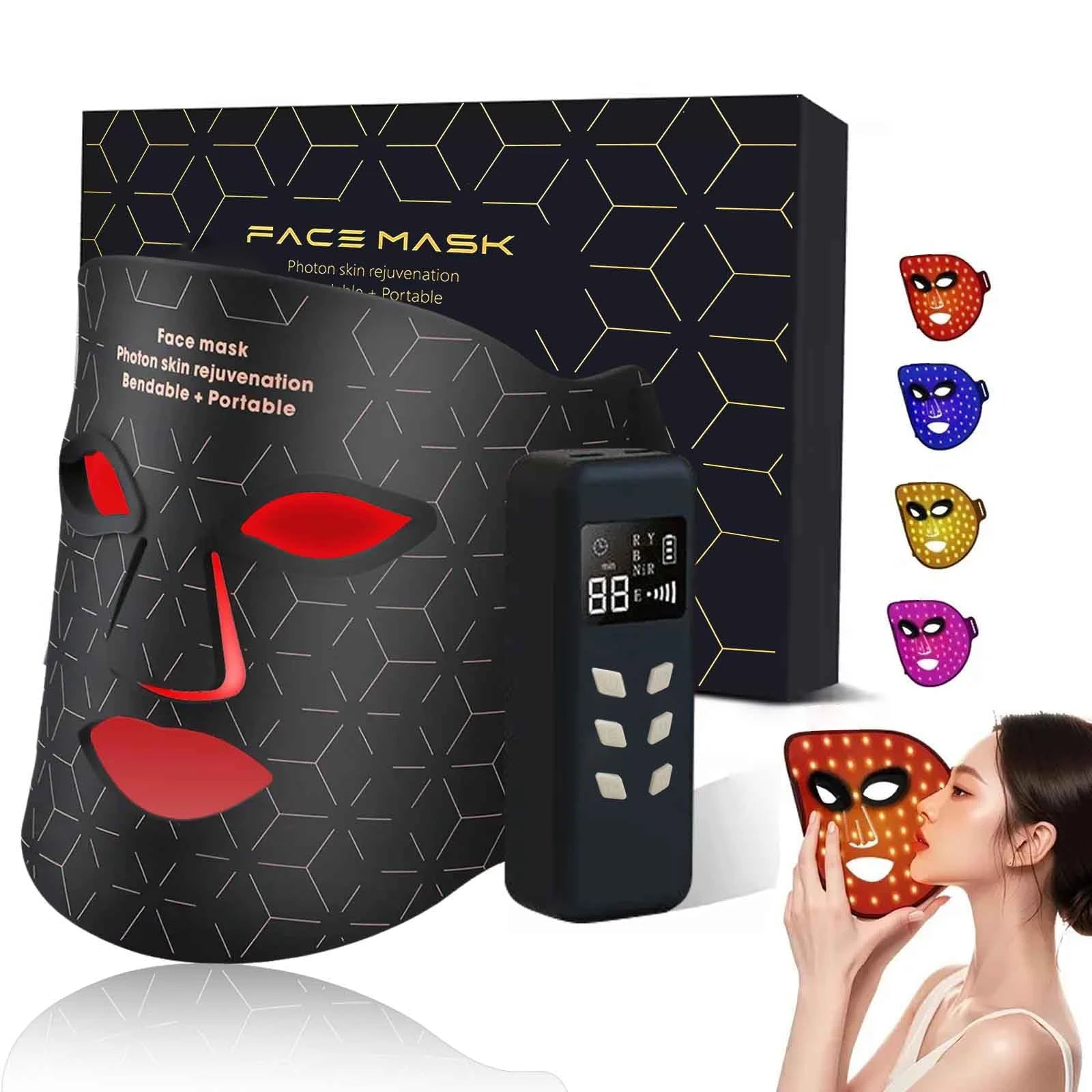 Facial Red Light Therapy Mask – 630nm & 850nm LED Anti-Aging Treatment - Auraskinn
