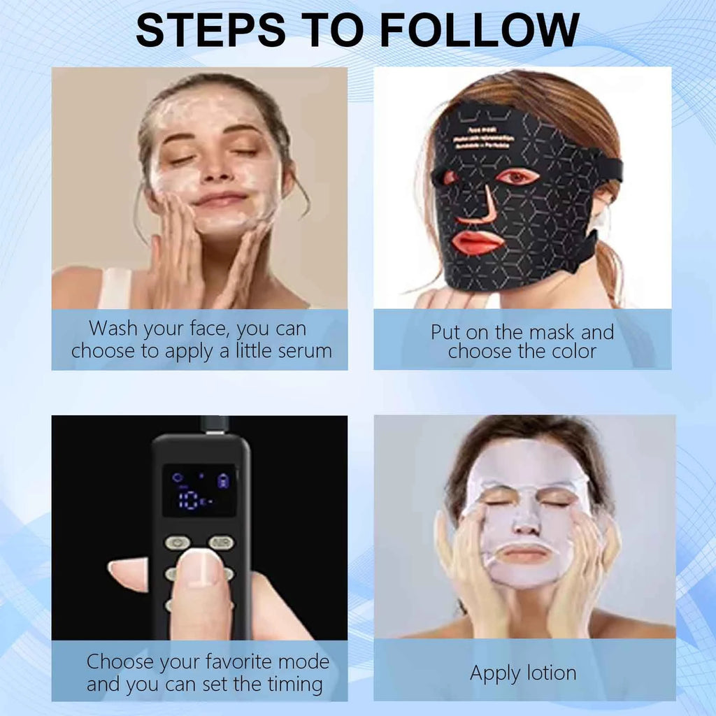 Facial Red Light Therapy Mask – 630nm & 850nm LED Anti-Aging Treatment - Auraskinn