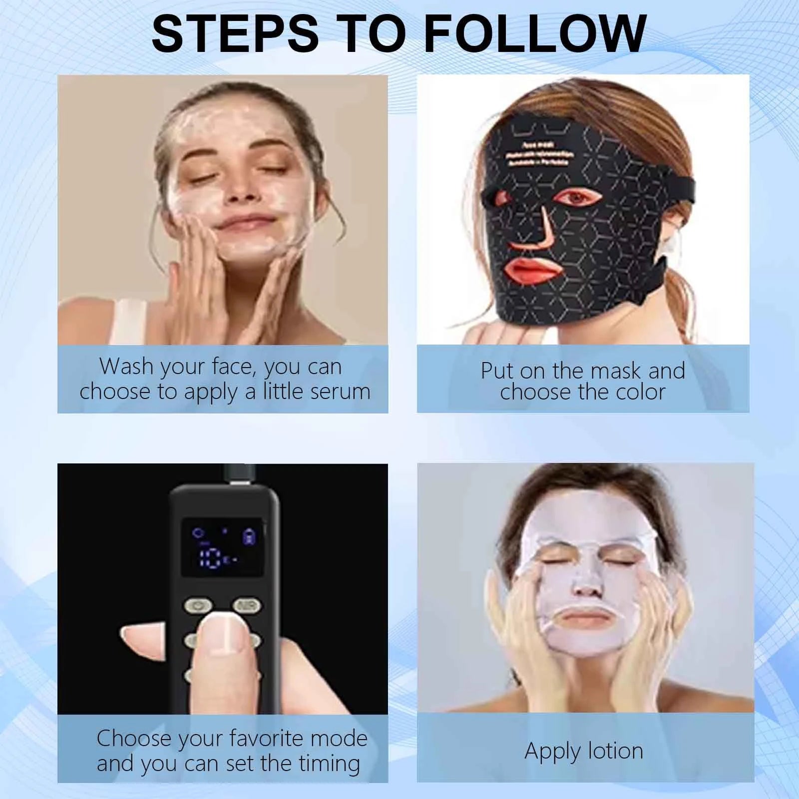 Facial Red Light Therapy Mask – 630nm & 850nm LED Anti-Aging Treatment - Auraskinn